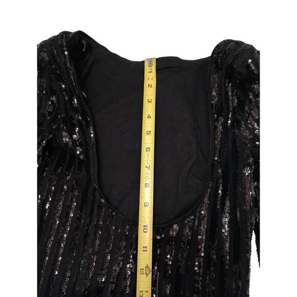 Forever 21 Black Sequin Bodycon Mini Dress Sz S SPARKLE Party Holiday New Years - Picture 13 of 16